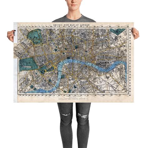 London England 1860 Restored Vintage Map Etsy
