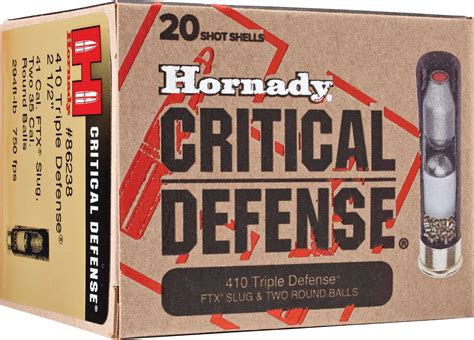 Hornady Critical Defense 410 Bore 25in Ftx Slug 20rd Range Usa