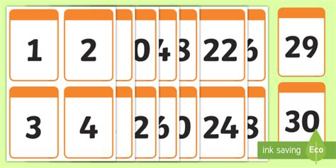 Free Printable Flashcards Numbers 1 30