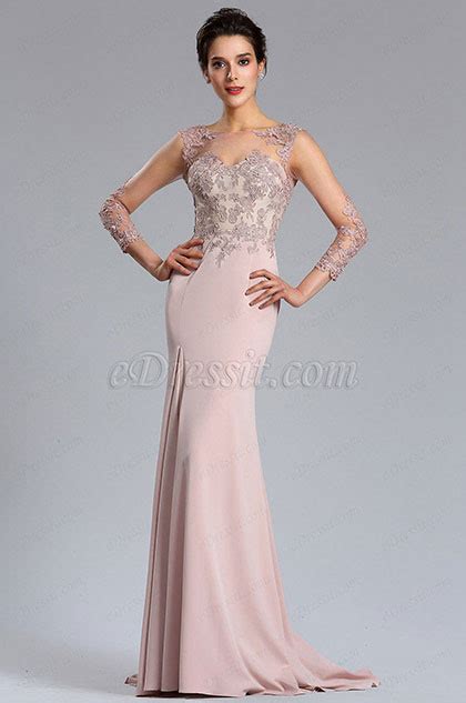 Elegant Long Lace Sleeves Formal Dress Evening Dress 02182546 Edressit