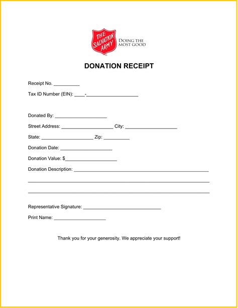 Receipt Of Donation Template