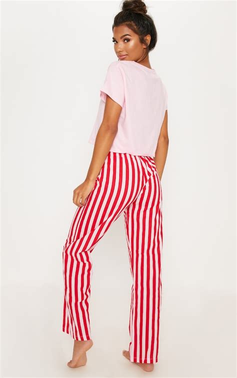 red babes club stripe pajama set prettylittlething usa