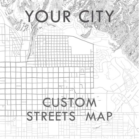 Custom City Lines Map Your City Map Drawing Black And White Art Print