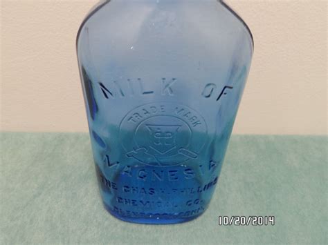 Antique Bottle Phillips Milk Of Magnesia Blue Glass Made In The United States