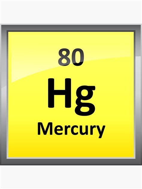 Pegatina Símbolo De Elemento De Tabla Periódica De Mercurio De