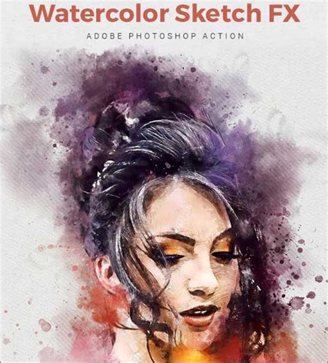 27 Watercolor Sketch Photoshop Actions Free PSD Action Templates