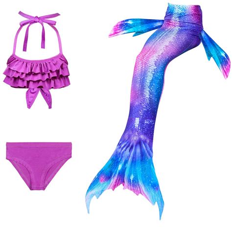 Buy 3PCS Mermaid Tails Swimsuit Swimming Costume Swimwear With Monofin