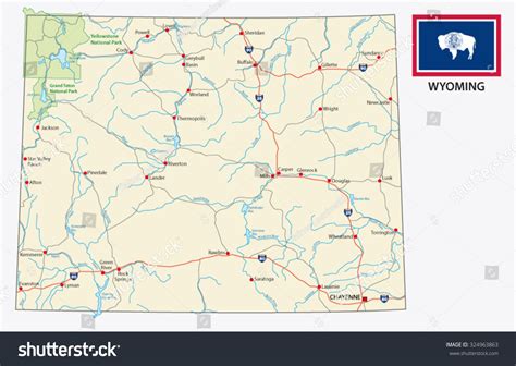 Wyoming Road Map Flag Stock Vector Royalty Free