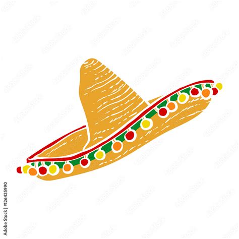 Traditional Mexican Wide Brimmed Sombrero Hat Vector Illustration