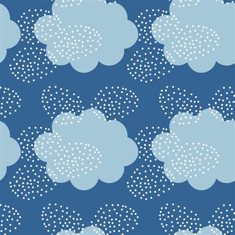 Premium Vector Blue And White Seamless Pattern With Cloud And Dots