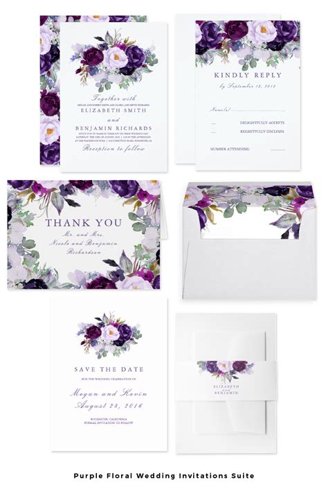 Purple Floral Wedding Invitations Suite From Save The Date To Thank Y