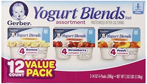 Gerber Yogurt Blends Assortment Snacks 12 Count Net Wt 262 Lb Pack