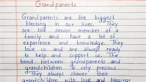 Write A Short Essay On Grandparents Essay Writing English Youtube