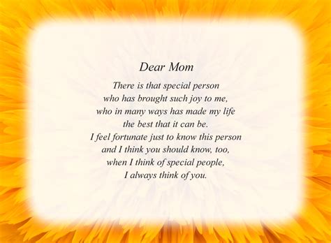 Dear Mom Free Mother Poems