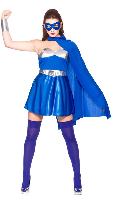 Blue Hot Superhero Costume All Ladies Costumes Mega Fancy Dress