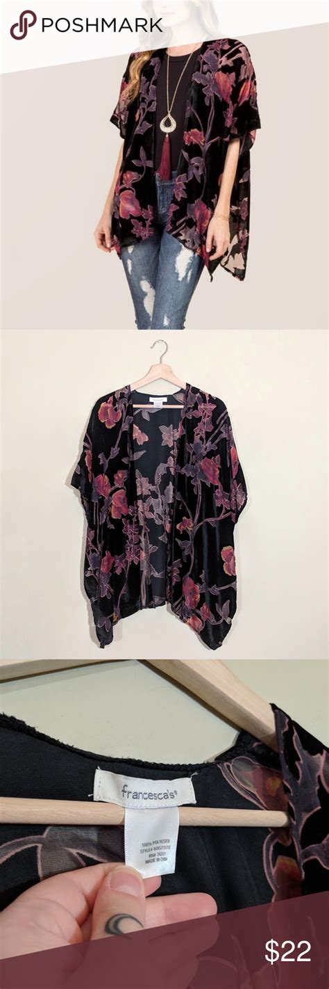 Francescas Floral Burnout Velvet Kimono Cardigan Clothes Design