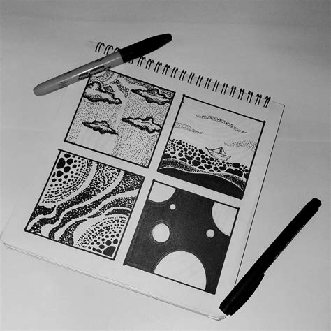 Paisaje Visual Dibujos Con Puntillismo Paisajes Blanco Y Negro