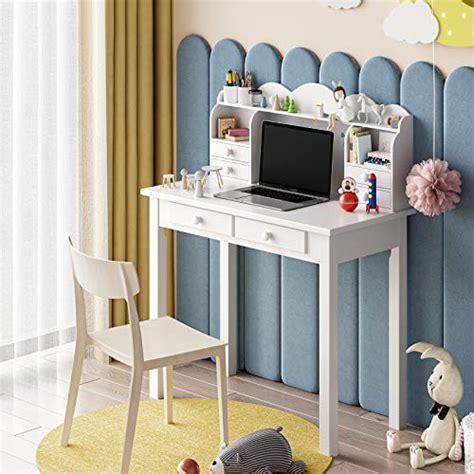 Adorneve Small White Writing Desk With Hutch And Usb Ports 315 Inch