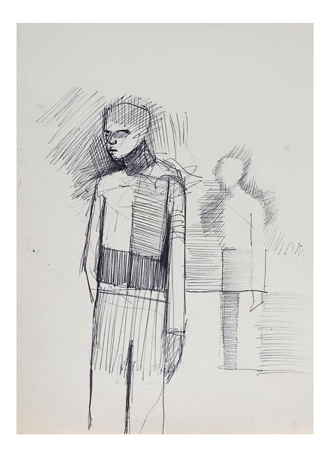 Mid 20th Century Abstract Figure Pen And Ink Drawing Chairish