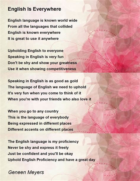 English Is Everywhere English Is Everywhere Poem By Geneen Meyers