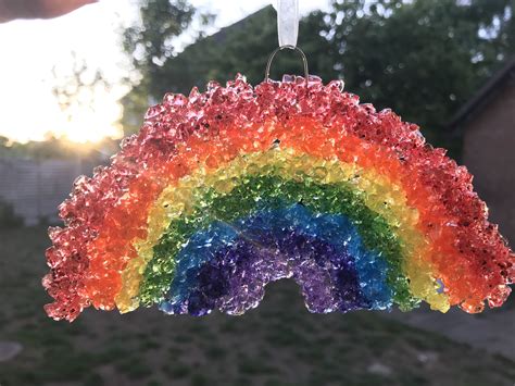 Rainbow Sun Catcher Bead Crafts Crushed Glass Resin Art