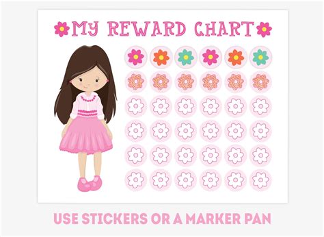 Pink Girl Reward Chart Printable Good Behavior Chart Habit Etsy