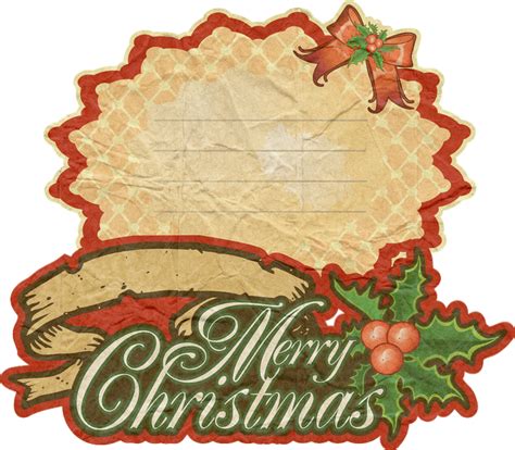 Tube Noël étiquette Merry Christmas Xmas Label Png