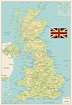 Colori Della Mappa Fisica Del Regno Unito Retro Illustrazione ...