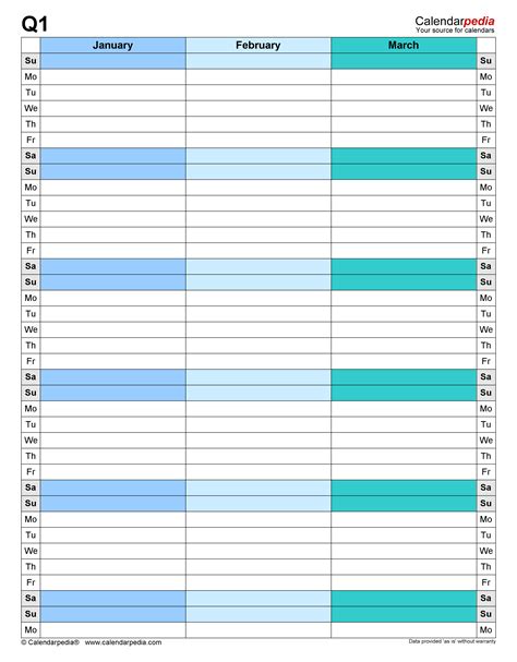 Quarterly Schedule Templates For Microsoft Word