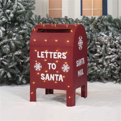 Metallic Christmas Mailbox 32 Lighted Santa Letters Outdoor Yard