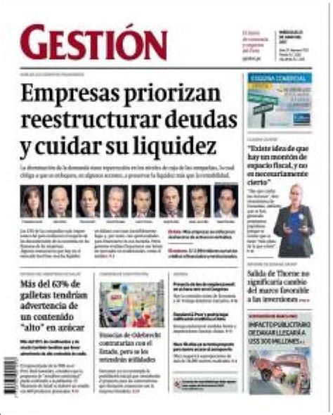 Newspaper Diario Gestión Peru Newspapers In Peru Thursdays Edition