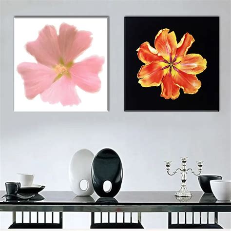 2 Panel Large Flower Combination Print Frameless Canvas Art Oil