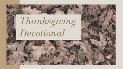 Thanksgiving Devotional Youtube