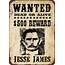 Jesse James Original Wanted Poster Reproduction Metal Sign 8 X 12 