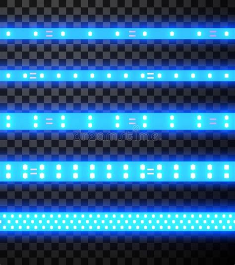 Leds Strips Blue Seamless Horizontal Pattern Set Glowing Lamps