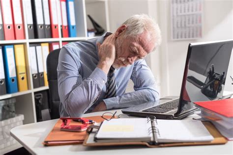 Businessman Suffering From Neck Pain Stock Photo Image Of Male