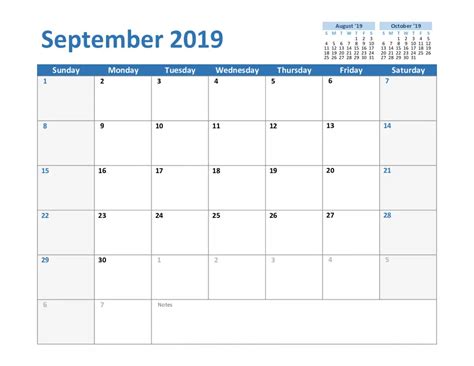 September Calendar 2019 Template Free Printable Calendar 2023