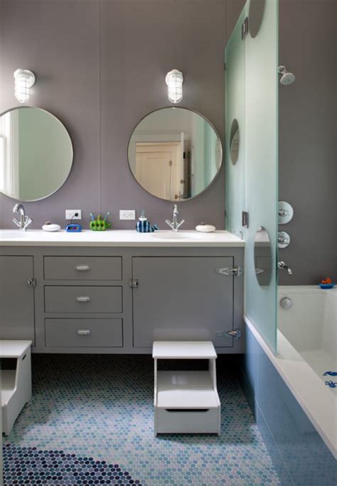 White decor elements can also work well as a color scheme in the shower or bath area of your bathroom. 20 Playful kids bathroom decor ideas on budget