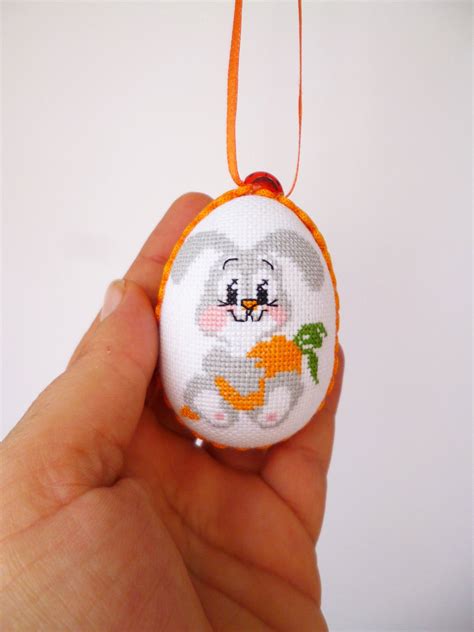 Easter cross stitch ornaments easter egg decorations easter | etsy. Easter cute bunny egg Easter hanging cross stitch ornament ...