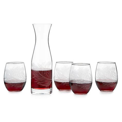 Peacock Stemless Wine Glasses And Carafe Unique Stemless Wine Glasses Uncommongoods