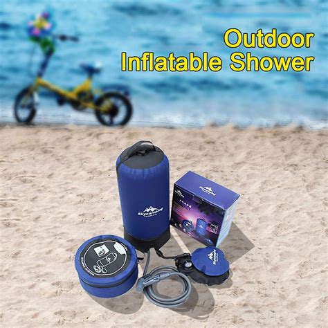 11l Pvc Pressure Shower With Foot Pump Lightweight Outdoor Inflatable