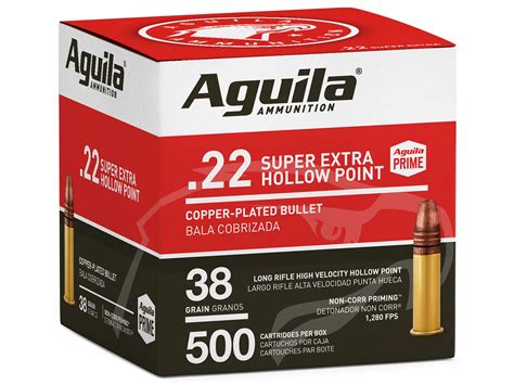 Aguila Super Extra High Velocity 22lr Ammo 38 Grain Plated Hollow