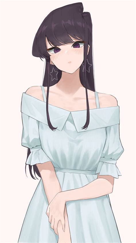 Wallpaper Komi San Wa Comyushou Desu D Anime Long Hair Blue Dress Small Boobs Summer