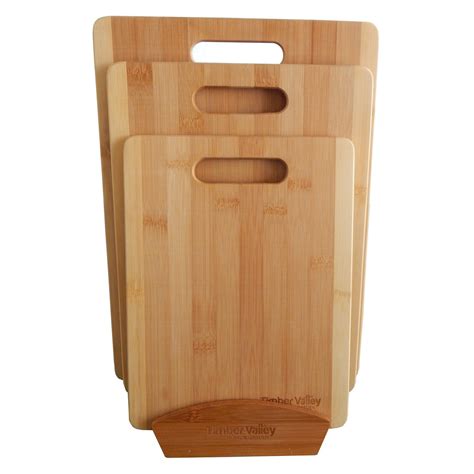 Timber Valley Bamboo 3 Piece Cutting Board Set With Stand By Mid