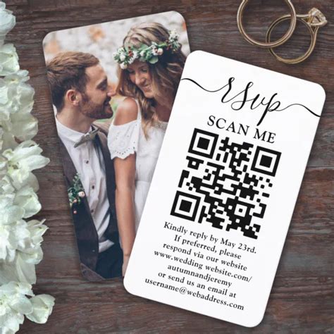 Qr Code Wedding Website Rsvp Photo Enclosure Card Zazzle