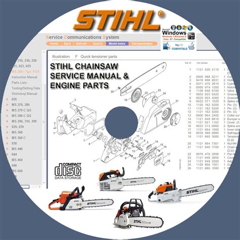 Stihl Chainsaw Ms170 Ms180 Ms191t Ms200t Service Repair Manuals And Engine Parts Catalog Cd