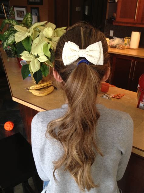 My Hair With Yet Another Hair Bow Clip With A High Ponytail Easy