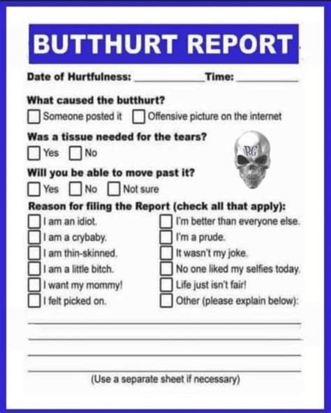BUTTHURT REPORT I Date Of Hurtfulness Time What Caused The Butthurt