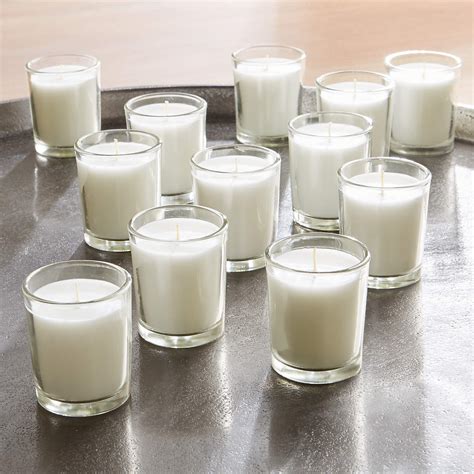 White Glass Votive Candles Set Of 12 Reviews Crate And Barrel Canada