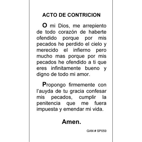Acto De Contricion Prayer Card Inspired Prayer Cards